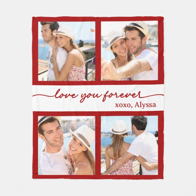Kärlek You Forever 4 Photo Fleece Blanket (Framsidan)