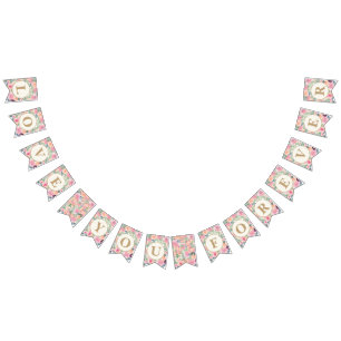 Kärlek You Forever Bröllop Rosa Sage Grönt Vimplar