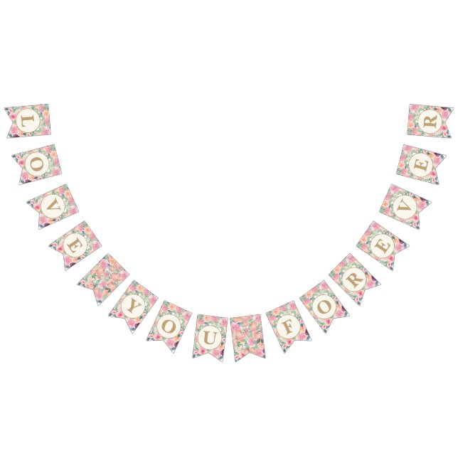 Kärlek You Forever Bröllop  Rosa Sage Grönt Vimplar (Alla)