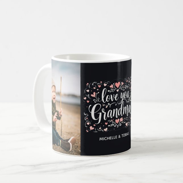 Kärlek You Grandma 2 Photo Anpassningsbar Grandmor Kaffemugg (Framsida vänster)