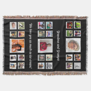 Kärlek You Grandma and Grandpa Family Photo Collag Filt