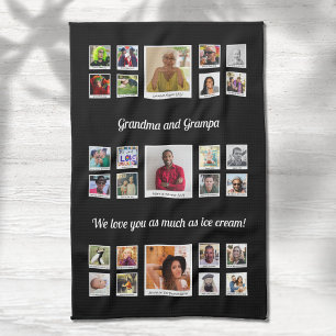 Kärlek You Grandma and Grandpa Family Photo Collag Kökshandduk