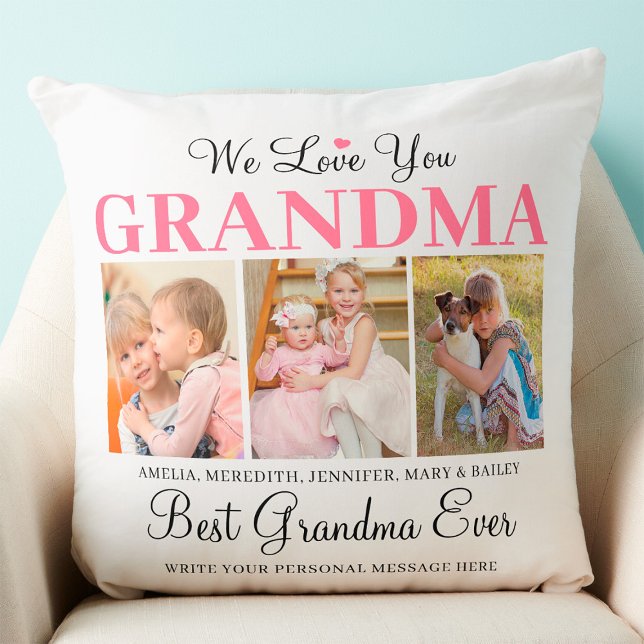 Kärlek You Grandma - Best Grandma All Photo Collag Kudde (Best Grandma Ever Pillow)