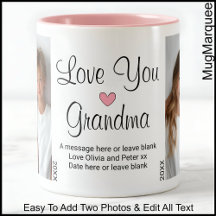 Kärlek You Grandma Birthday Text & Photos, White C