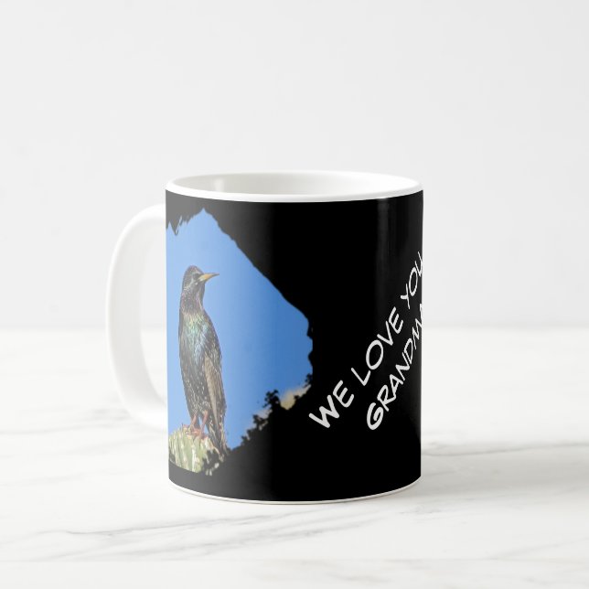 Kärlek You Grandma Black Starling Photo Southwest Kaffemugg (Framsida vänster)