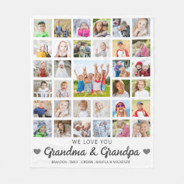 Kärlek You Grandma & Grandpa 33 Photo Collage Fleecefilt