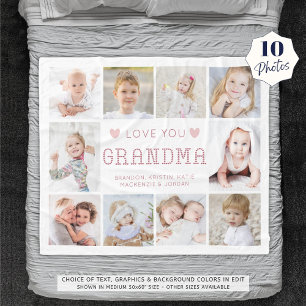 Kärlek You Grandma Hearts 10 Photo Personlig Fleecefilt