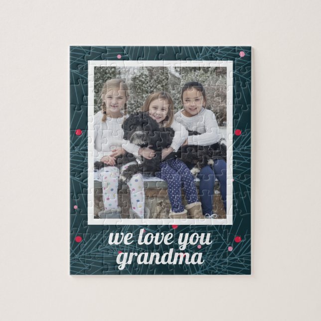 Kärlek You Grandma Helgdag Spruce Photo Personlig Pussel (Vertikal)