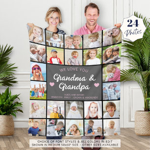 Kärlek You Grandma och Grandpa 24 Photo Anpassning Fleecefilt