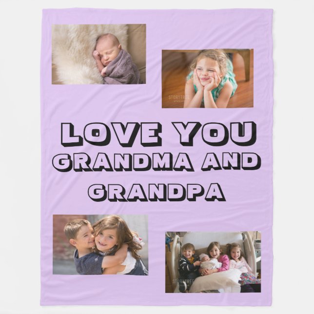 Kärlek You Grandma och Grandpa Sans Serif 4 foton Fleecefilt (Framsidan)