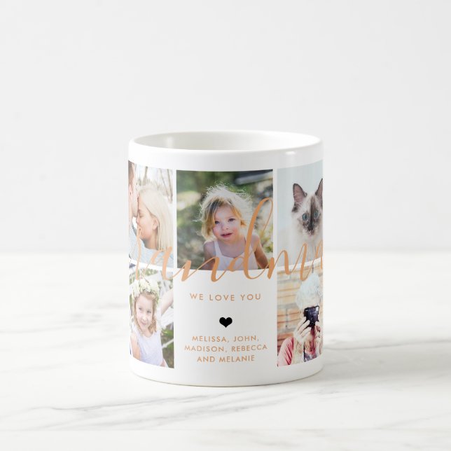 Kärlek You Grandma | Orange för fotopatkalligrafi Kaffemugg (Center)