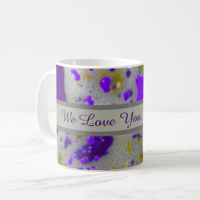 Kärlek You Grandma Paint Splatter Abstrakt Kaffemugg (Framsida vänster)