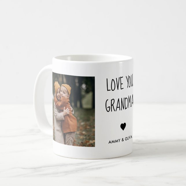 kärlek You Grandma Photo Coffee Mugg (Framsida vänster)