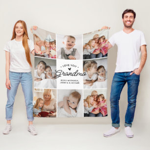 Kärlek You Grandma Photo Collage Anpassningsbar Te Fleecefilt