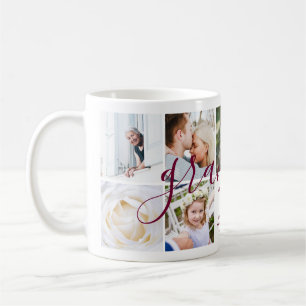 Kärlek You Grandma Photo Gift Calligraphy Burgun Kaffemugg