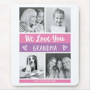 Kärlek You Grandma Rosa Färg Block Photo Grid Musmatta