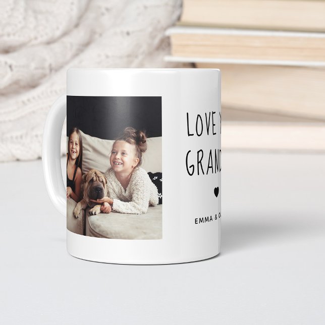 Kärlek You Grandma | Två foto-handskrivna texter Kaffemugg (Skapare uppladdad)