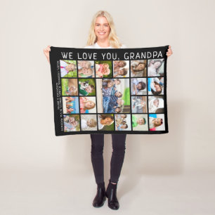 Kärlek You Grandpa Handskriftlig 21 Photo Collage Fleecefilt