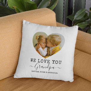 Kärlek You Grandpa-hjärta Photo Kudde
