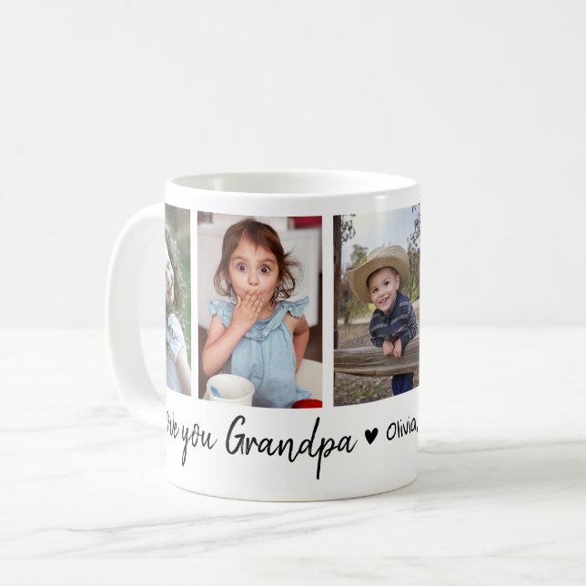 Kärlek You Grandpa Lycklig Fars dag 2022 5 Photo Kaffemugg (Framsida vänster)