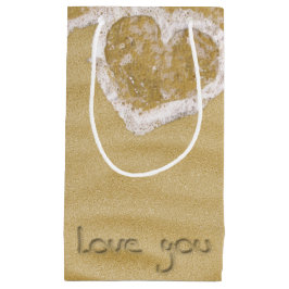 "Kärlek you" Hjärtskrivet i Sand