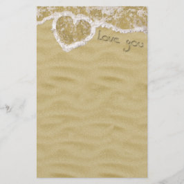 "Kärlek you" Hjärtskrivet i Sand Brevpapper