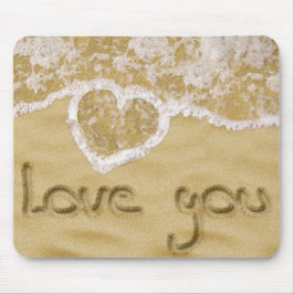 "Kärlek you" Hjärtskrivet i Sand Musmatta