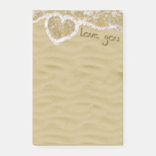 "Kärlek you" Hjärtskrivet i Sand Post-it Block