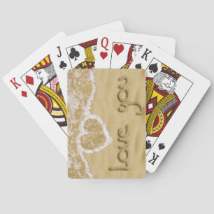 "Kärlek you" Hjärtskrivet i Sand Spel Kort
