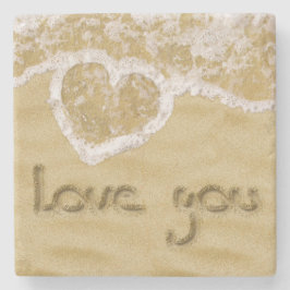 "Kärlek you" Hjärtskrivet i Sand Underlägg Sten