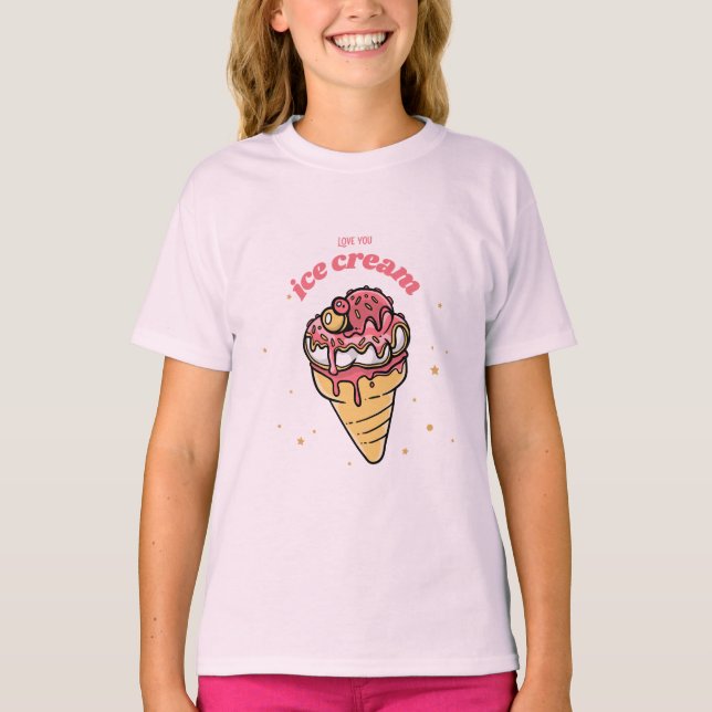 Kärlek You Ice Cream T Shirt (Framsida)