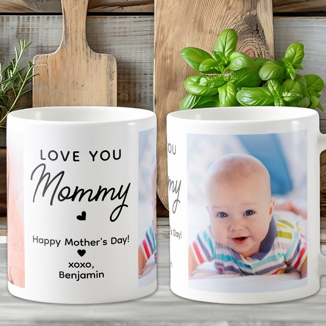 Kärlek You Mamma Anpassningsbar 2 Photo Cute Mors  Kaffemugg (Skapare uppladdad)