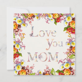 Kärlek You Mamma Blommigt Elegant Cute & Cheerful  Julkort