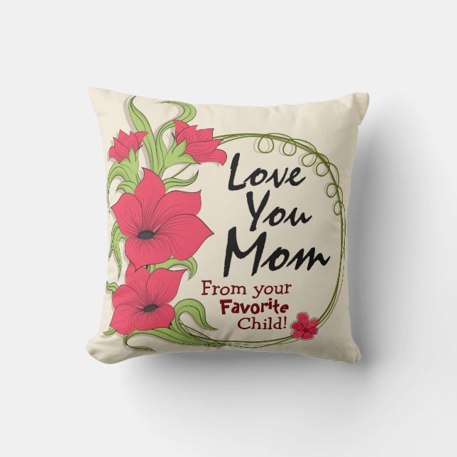 Kärlek You Mamma Blommigt Personlig Dekorativ kudd Kudde (Framsida)