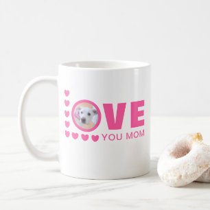 Kärlek You Mamma Cute Puppy Hund Photo Rosa Kaffemugg