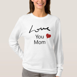 Kärlek You Mamma | Cute Red Heart White Långärmad T Shirt