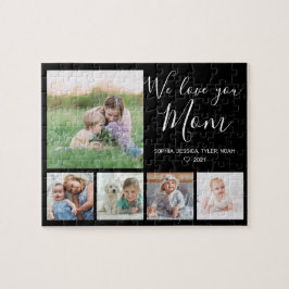 Kärlek You Mamma Family Photo Collage Black Pussel