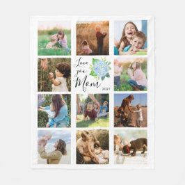 Kärlek You Mamma Family Photo Collage Hydrangea Bl Fleecefilt