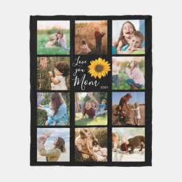 Kärlek You Mamma Family Photo Collage Solros Fleecefilt