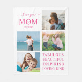 Kärlek You Mamma Family Photo Collage Typography Fleecefilt