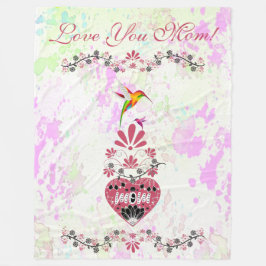Kärlek You Mamma Heart Hummingbird Mors dag Blommi Fleecefilt