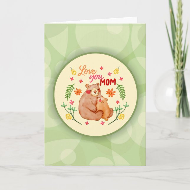 Kärlek You Mamma - Mamma Bear och Unge Mors dag Kort (Framsida)
