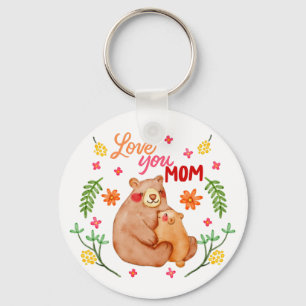 Kärlek You Mamma - Mamma Bear och Unge Mors dag Nyckelring