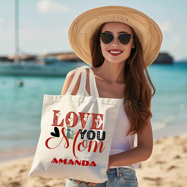 Kärlek You Mamma Modern Calligraphy Mors dag Cute  Jumbo Tygkasse (Love You Mama Modern Calligraphy Mother's Day Cute Large Tote Bag)