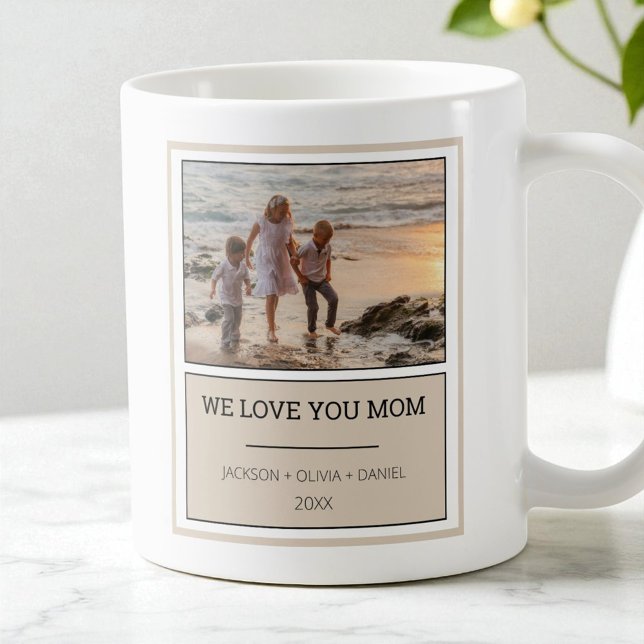 Kärlek You Mamma Modern Photo Personlig Mors dag Kaffemugg (Love You Mom Modern Photo Personalized Mothers Day Coffee Mug)