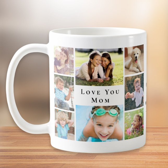 Kärlek You Mamma Photo Collage Kaffemugg (Skapare uppladdad)