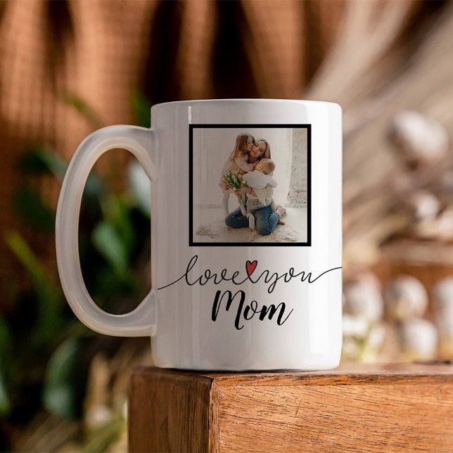 Kärlek You Mamma Photo Kaffemugg (Presenting a custom-crafted Mother's Day mug customizable with a photo.)