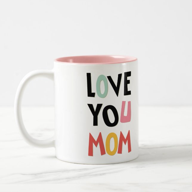 Kärlek You Mamma tvåtonskafett Mugg (Vänster)