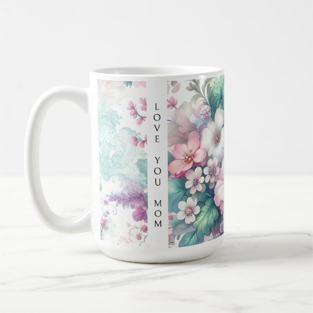 Kärlek You Mamma | Vattenfärgningsblommor Kaffemugg (Vänster)