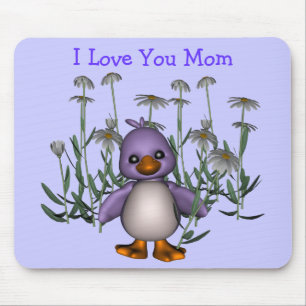 Kärlek You Mamma Whimsique Bird Flowers Mousepad Musmatta
